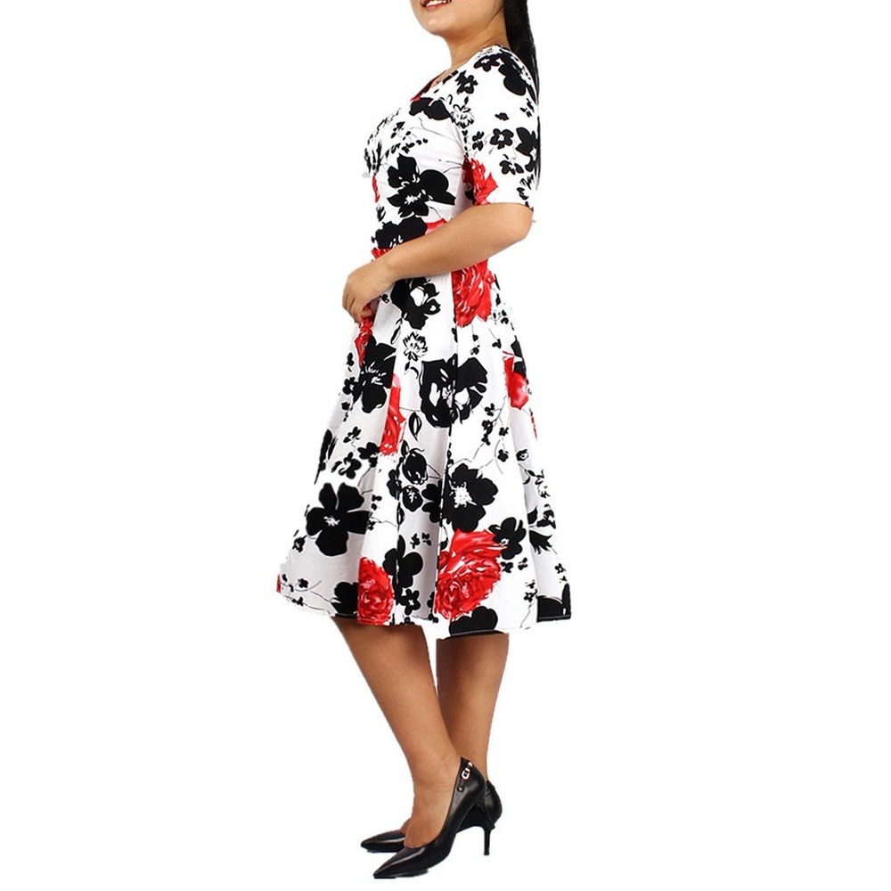 New with Tags La Miu Vintage Inspired Dress Size XXL Red Black Floral ADORABLE